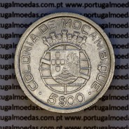 Moçambique 5$00 1938 Prata, 5 escudos 1938 prata da Ex-Colónia Portuguesa, (MBC), World Coins Mozambique KM 69
