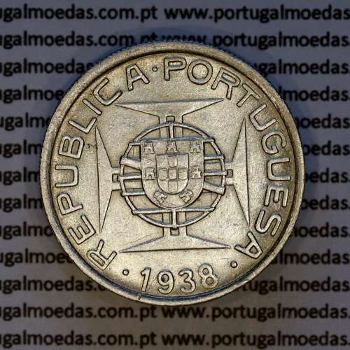 Mozambique, silver coin of 5 Escudos 1938, or 5$00 Escudos 1938 of former Portuguese colony, (VF), World Coins Mozambique KM69