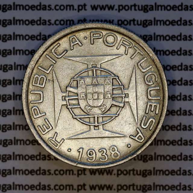 Moçambique 5$00 1938 Prata, 5 escudos 1938 prata da Ex-Colónia Portuguesa, (MBC), World Coins Mozambique KM 69