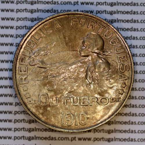 1 Escudo 5 Outubro 1910 em prata, 1 escudo 1914 prata da comemoração da Implantação da República, World Coins Portugal KM 560