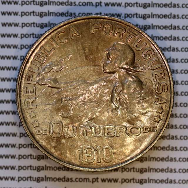 1 Escudo 5 Outubro 1910 em prata, 1 escudo 1914 prata da comemoração da Implantação da República, World Coins Portugal KM 560