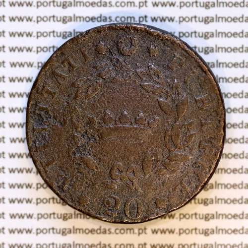 DUCAL Coin or Vintém – 20 Réis Copper Coin from 1833, Loios Series of Maria II – Porto, Loios Mint – World Coins Portugal KM400e
