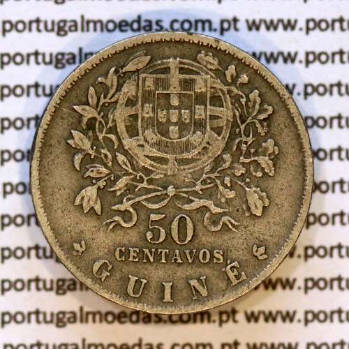 Guiné, 50 Centavos 1933 alpaca, $50 centavos alpaca 1933, Ex-Colónia da Guiné, (MBC-), World Coins Portuguese Guinea KM 4