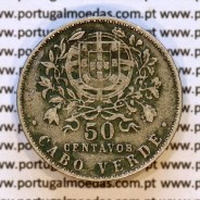 Cape Verde coin 50 Centavos 1930 alpaca, "$50" cents alpaca 1930, Former Portuguese colony, (VF+), World Coins Cape Verde KM 4