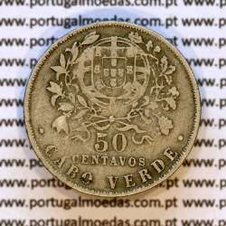 Cape Verde coin 50 Centavos 1930 alpaca, "$50" cents alpaca 1930, Former Portuguese colony, (VF+), World Coins Cape Verde KM 4