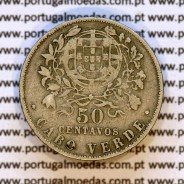 Cape Verde coin 50 Centavos 1930 alpaca, "$50" cents alpaca 1930, Former Portuguese colony, (VF+), World Coins Cape Verde KM 4