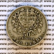 Cabo Verde 50 Centavos 1930 alpaca, "$50" centavos alpaca 1930, Ex-Colónia de Cabo verde, (MBC+), World Coins Cape Verde KM 4