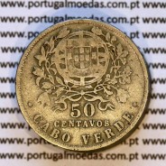 Cabo Verde 50 Centavos 1930 alpaca, $50 centavos alpaca 1930, Ex-Colónia de Cabo verde, (BC+/MBC-), World Coins Cape Verde KM 4