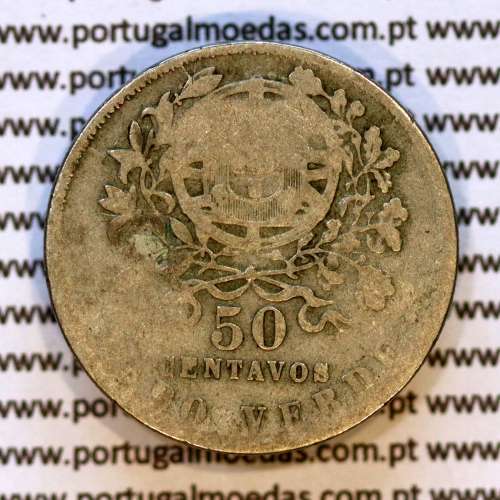 Cape Verde coin 50 Centavos 1930 alpaca, $50 cents alpaca 1930, Former Portuguese colony, (F+), World Coins Cape Verde KM 4