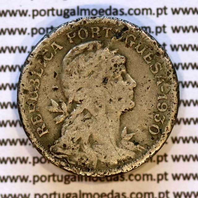 Cape Verde coin 50 Centavos 1930 alpaca, $50 cents alpaca 1930, Former Portuguese colony, (F-), World Coins Cape Verde KM 4