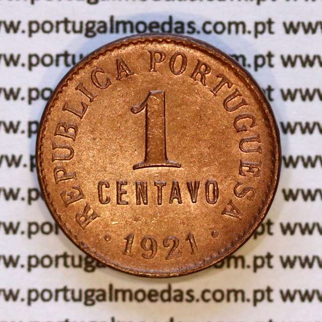 1 centavo 1921 Bronze, $01 centavo 1921 bronze da Republica Portuguesa, (Bela), World Coins Portugal KM 565 03