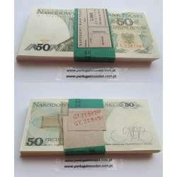 POLÓNIA -LOTE DE 100 NOTAS DE 50 ZLOTYCH 1988 ( NÃO CIRCULADA )