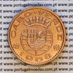 Cape Verde, 1 Escudo 1968 Bronze of Former Portuguese Colony, (AU), World Coins Cape Verde KM 8 03