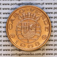 Cabo Verde, 1 Escudo 1968 bronze, "1$00" escudo bronze 1968, Ex-Colónia de Cabo verde, (Bela), World Coins Cape Verde KM 8 03