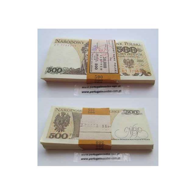 POLÓNIA -LOTE DE 100 NOTAS DE 500 ZLOTYCH 1982 ( NÃO CIRCULADA )