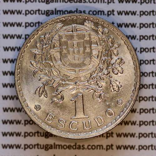 Portugal, coin of 1 Escudo 1945 Alpaca of the Portuguese Republic, (UNC), World Coins Portugal KM 578 e