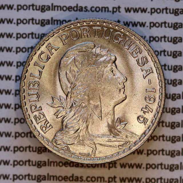 1 Escudo 1945 Alpaca, 1$00 1945 alpaca Republica Portuguesa, (Soberba), World Coins Portugal KM 578 b