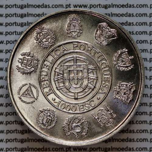 Portugal, silver coin of 1000 Escudos 1994 The Wolf - Species wildlife on the verge of extinction, World Coins Portugal KM676 b