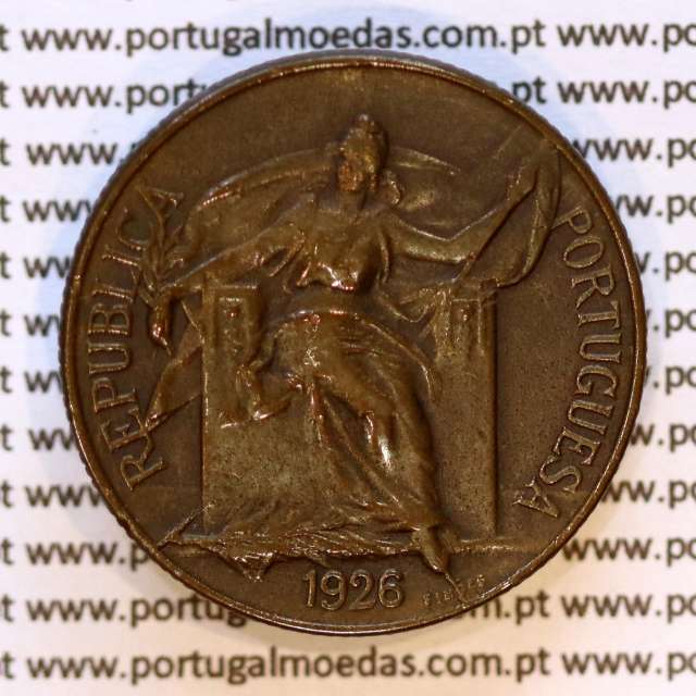 1 Escudo 1926 Bronze-Alumínio, 1$00 1926 Alumínio-Bronze Republica Portuguesa, (MBC+), World Coins Portugal KM 576