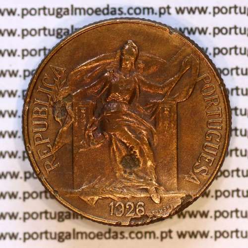 1 Escudo 1926 Bronze-Alumínio, 1$00 1926 Alumínio-Bronze Republica Portuguesa, (BC+), World Coins Portugal KM 576