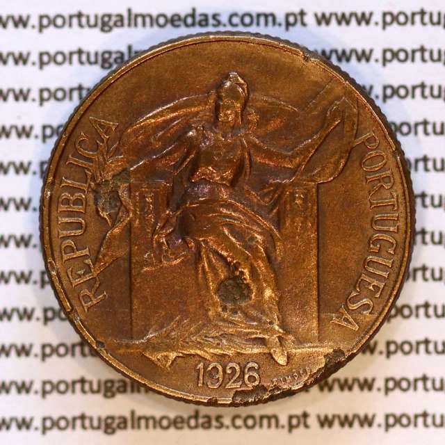 1 Escudo 1926 Bronze-Alumínio, 1$00 1926 Alumínio-Bronze Republica Portuguesa, (BC+), World Coins Portugal KM 576
