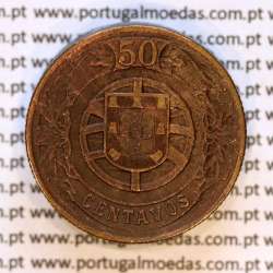 Portugal, Aluminium-Bronze coin of 50 Centavos 1924 of Portuguese Republic, (VF+), World Coins Portugal KM 575