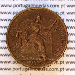 Portugal, Aluminium-Bronze coin of 50 Centavos 1924 of Portuguese Republic, (VF+), World Coins Portugal KM 575