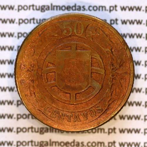 Portugal, Aluminium-Bronze coin of 50 Centavos 1924 of Portuguese Republic, (VF-), World Coins Portugal KM 575