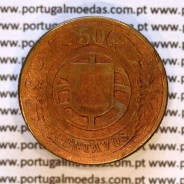 50 Centavos 1924 Bronze-Alumínio, $50 centavos 1924 Alumínio-Bronze Republica Portuguesa, (MBC-), World Coins Portugal KM575