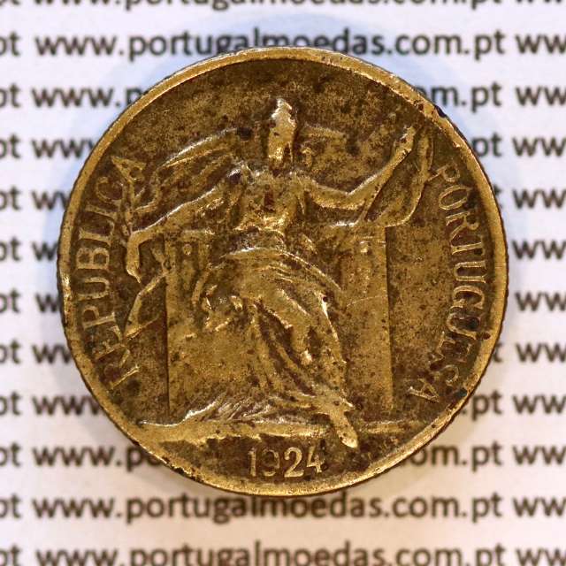 50 Centavos 1924 Bronze-Alumínio, $50 centavos 1924 Alumínio-Bronze Republica Portuguesa, (MBC), World Coins Portugal KM575