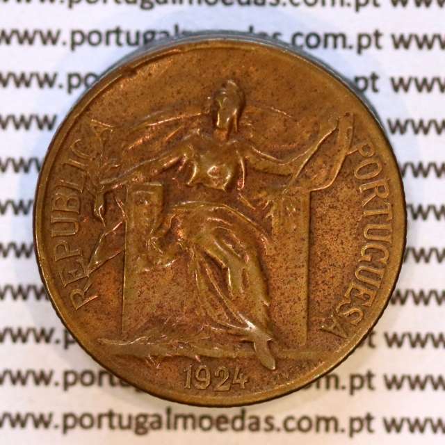 Portugal, Aluminium-Bronze coin of 50 Centavos 1924 of Portuguese Republic, (VF), World Coins Portugal KM 575