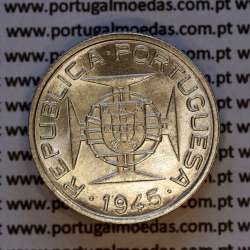 Timor, silver coin of 50 Avos 1945, Former Portuguese colony of Timor, (AU/UNC), World Coins Timor KM 7