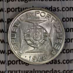 Timor, silver coin of 50 Avos 1948, Former Portuguese colony of Timor, (VF+/XF), World Coins Timor KM 7