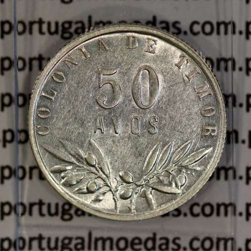 Timor, silver coin of 50 Avos 1948, Former Portuguese colony of Timor, (VF+/XF), World Coins Timor KM 7
