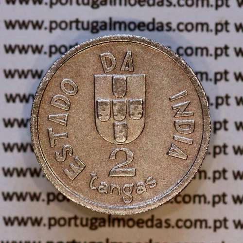 Índia 2 Tangas 1934 Cuproníquel, Estado da Índia Portuguesa, (MBC+), World Coins India Portuguese KM 20