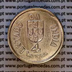 Índia, 4 Tangas 1934 Cuproníquel, Estado da India Portuguesa, (MBC+), World Coins India Portuguese KM 21
