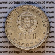 Angola, 4 Macutas 1927 em alpaca, 20 centavos 1927 Angola Ex- Colónia Portuguesa, (MBC+/Bela-), World Coins Angola KM 68