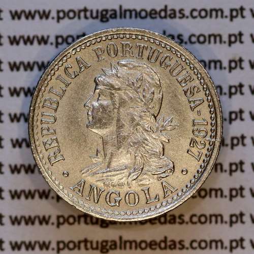 Angola, 2 Macutas 1927 em alpaca, 10 centavos 1927 Angola Ex-Colónia Portuguesa, (MBC+/Bela-), World Coins Angola KM 67