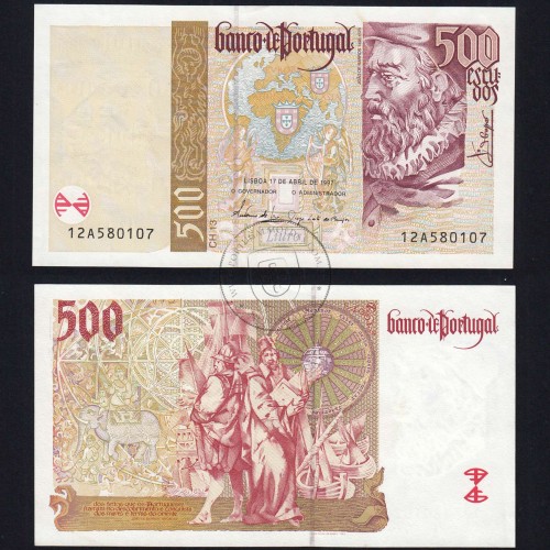 Nota de 500 Escudos 1997 João de Barros, 500$00 17/04/1997 Chapa: 13 - Banco de Portugal (Pouco Circulada)