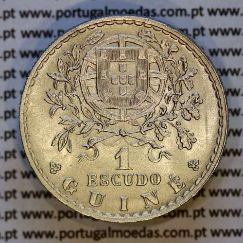 Guinea-Bissau, nickel brass coin of 1 Escudo 1933 Former Portuguese colony of Guinea, (UNC), rare in this conservation, KM 5b