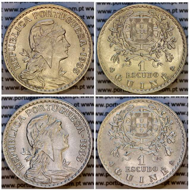 Guinea-Bissau, nickel brass coin of 1 Escudo 1933 Former Portuguese colony of Guinea, (UNC), rare in this conservation, KM 5