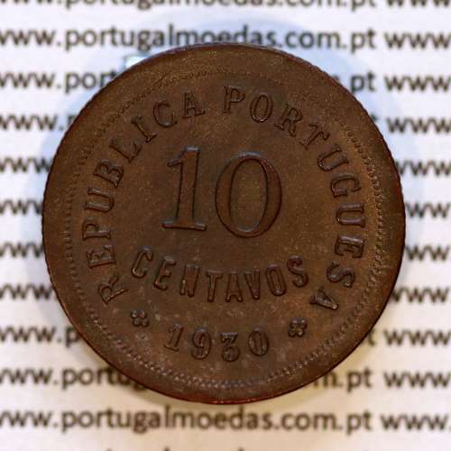 10 centavos 1930 bronze, dez centavos 1930 bronze Republica Portuguesa, (MBC+), World Coins Portugal KM 573