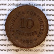 Portugal, Bronze coin of 10 centavos 1930, ten centavos 1930 of Portuguese Republic, (VF+), World Coins Portugal KM 573