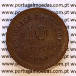 10 centavos 1930 bronze, dez centavos 1930 bronze Republica Portuguesa, (MBC+), World Coins Portugal KM 573