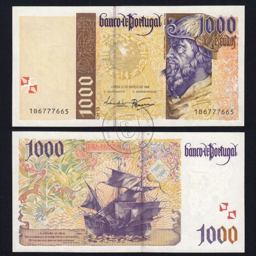 Nota de 1000 Escudos 1998 Pedro Alvares Cabral, 1000$00 12/03/1998 Chapa: 13 - Banco de Portugal (Não Circulada), Pick 188