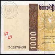1000 Escudos banknote 2000 Pedro Alvares Cabral, 1000$00 07/11/2000 Plate: 13 - Bank of Portugal (Uncirculated), Pick 188