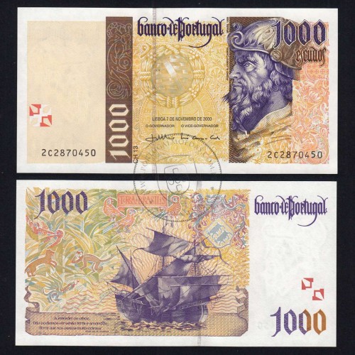 Nota de 1000 Escudos 2000 Pedro Alvares Cabral, 1000$00 07/11/2000 Chapa: 13 - Banco de Portugal (Não Circulada), Pick 188