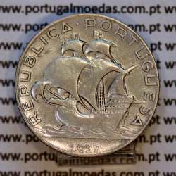 Portugal, Silver coin of 2-1/2 Escudos 1937, 2$50 Escudos 1937 silver Portuguese Republic, (VF), World Coins Portugal KM 580