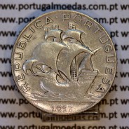 Portugal, Silver coin of 2-1/2 Escudos 1937, 2$50 Escudos 1937 silver Portuguese Republic, (VF), World Coins Portugal KM 580