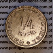 India coin 1/4 Rupia 1952 Copper-nickel, Quarter Rupee 1952 of India Portuguese, (VF+),  World Coins India Portuguese KM 25